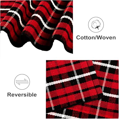 Christmas Outdoor Rug 3x5 ft Red Black Buffalo Check Front Porch Mat - Layering Decor