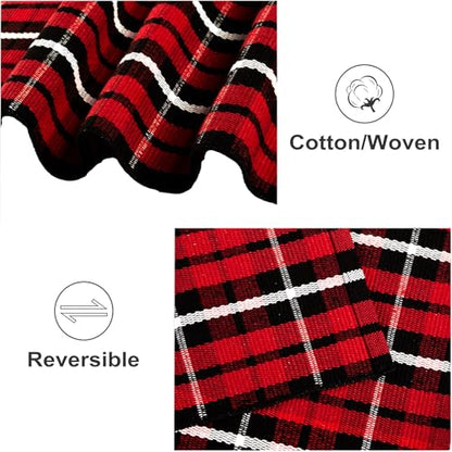 Christmas Outdoor Rug 3x5 ft Red Black Buffalo Check Front Porch Mat - Layering Decor