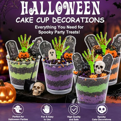 Halloween Graveyard Dessert Cups Kit with Spooky Decorations for Party Treats