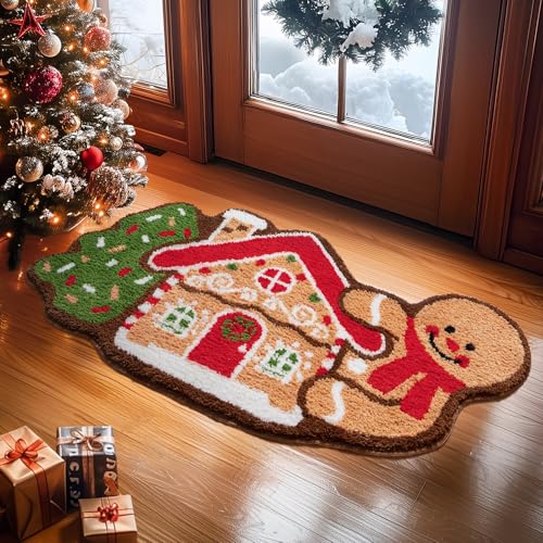 Christmas Gingerbread House Area Rug - Non-Slip Decor Bathroom & Living Room Mat