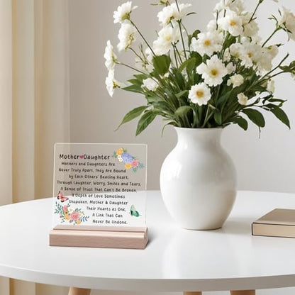 Mom Acrylic Desk Sign Plaque - Daughter Gift from Mother Christmas & Birthday Decor
