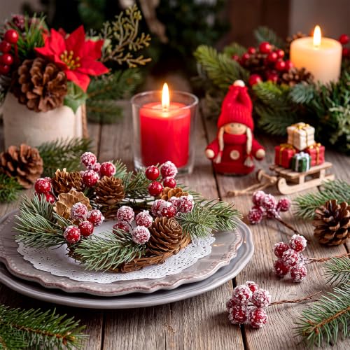 Artificial Holly Berries - Mini Burgundy Snowberry for Christmas Decor, 500 Pcs
