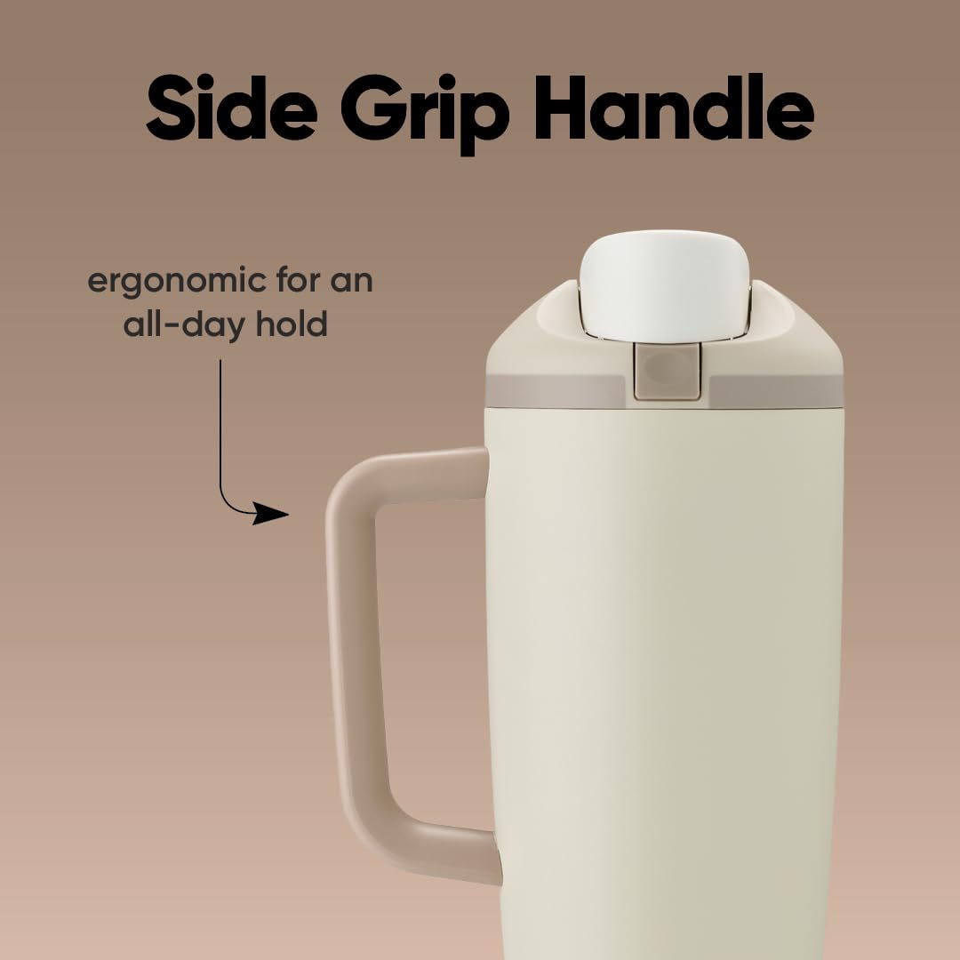 Owala FreeSip Tumbler - 40 Oz Stainless Steel - Stylish Tan (Lightly Toasted) for On-the-Go Hydration