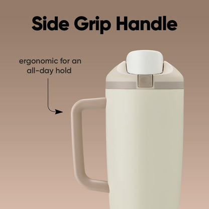 Owala FreeSip Tumbler - 40 Oz Stainless Steel - Stylish Tan (Lightly Toasted) for On-the-Go Hydration