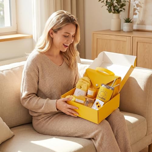 Sunflower Gift Box for Women - Spa Self-Care Set with Tote & 10 Gifts