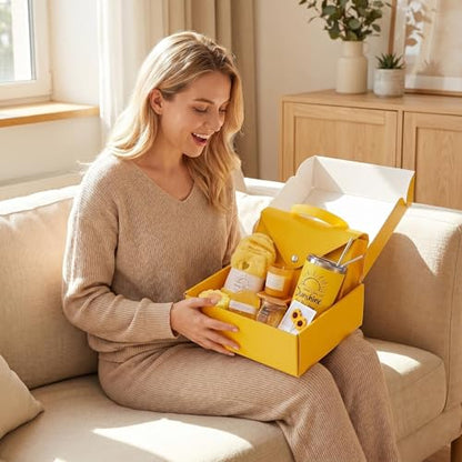 Sunflower Gift Box for Women - Spa Self-Care Set with Tote & 10 Gifts