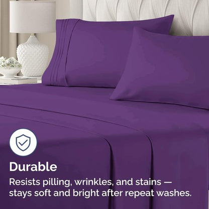 King Pillow Cases Set of 4 - Ultra Soft Hotel Quality Pillowcase Covers - Comfy, Cozy & Wrinkle Free - Shrinkage, Stain and Fade Resistant - Machine Washable Pillow Protectors - 4 Piece Set - Purple