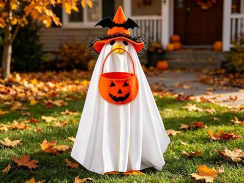 Halloween Ghost Goose Outfit for 23-Inch Garden Geese - Orange