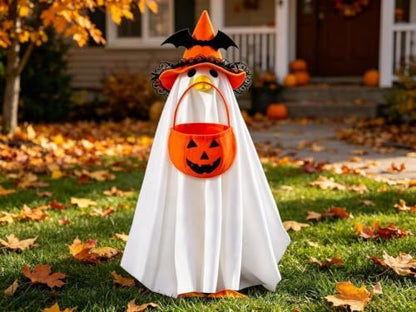 Halloween Ghost Goose Outfit for 23-Inch Garden Geese - Orange