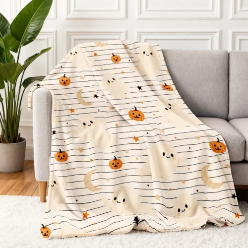 Halloween Fuzzy Blanket 40x60 Inches - Spooky Pumpkin Throw for Adults & Kids - Halloween6 Variation