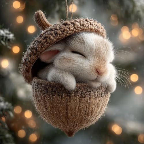 3D Forest Animal Acorn Ornament - Woodland Squirrel Tree Decor (B)