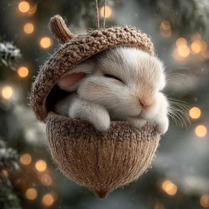 3D Forest Animal Acorn Ornament - Woodland Squirrel Tree Decor (B)