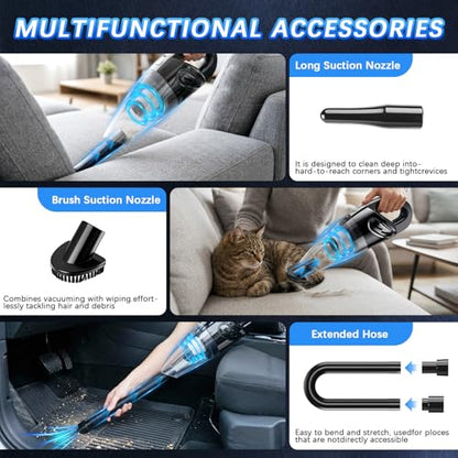 Cordless Handheld Vacuum Cleaner - 15000Pa Power, Rechargeable, Black Silver