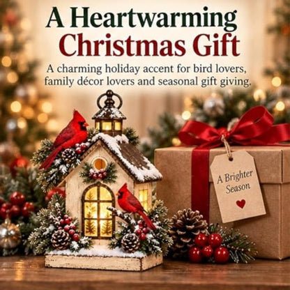 Winter Haven Cardinal Cottage Lantern Lighted Christmas House - 1PC