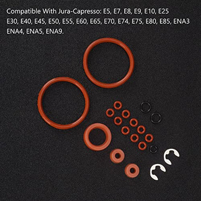 O-Ring Gasket Seal Set for Jura Capresso/Impressa Machines Brew Group & Drainage Valve O-Ring, Compatible with Most Jura C, E, ENA, F, J, S, Z, X, Cappuccino Maker Series Machines, with Lube