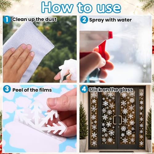 460PCS Snowflake Window Clings for Christmas Winter Decor - Reusable & Easy to Apply