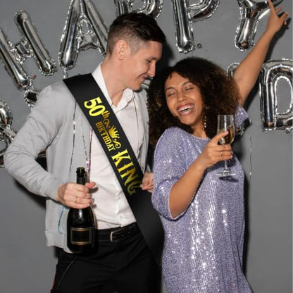 50th Birthday King Sash for Men - Celebration Party Accessory