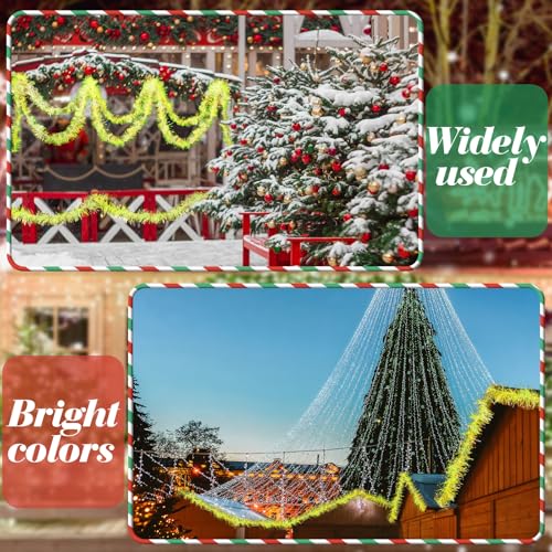 Moxweyeni Lime Green Metallic Tinsel Garland 25 ft Christmas Decor - Variation 1
