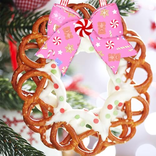 15 Pack Pastel Candy Christmas Tree Bows - 6.3 Inch Holiday Ornaments