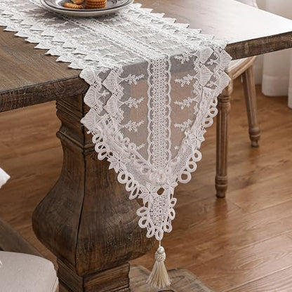Lolita Lace Cotton Table Runner 16x71 Inches Vintage Design - Patdrea