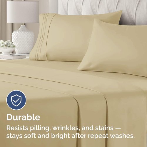 King Standard Pillow Cases Set of 2 - Ultra-Soft Hotel Quality Pillowcase Covers - Comfy, Cozy & Fade Free - Wrinkle Resistant - Machine Washable Pillow Protectors - 2 Piece Set - King Standard Beige