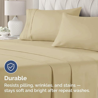 King Standard Pillow Cases Set of 2 - Ultra-Soft Hotel Quality Pillowcase Covers - Comfy, Cozy & Fade Free - Wrinkle Resistant - Machine Washable Pillow Protectors - 2 Piece Set - King Standard Beige