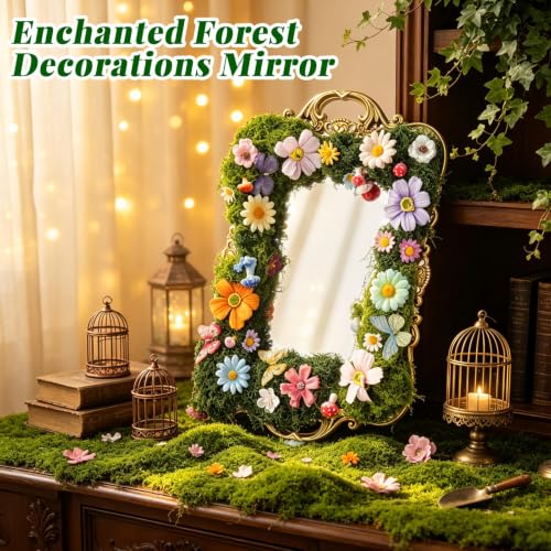 Enchanted Forest Wall Mirror Handmade Moss Fairy Decor