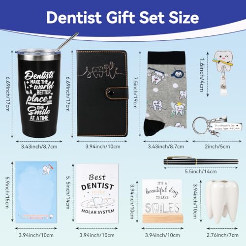 Dentist Gifts Set for Men with Tumbler Socks Pen Holder Notepad Keychain