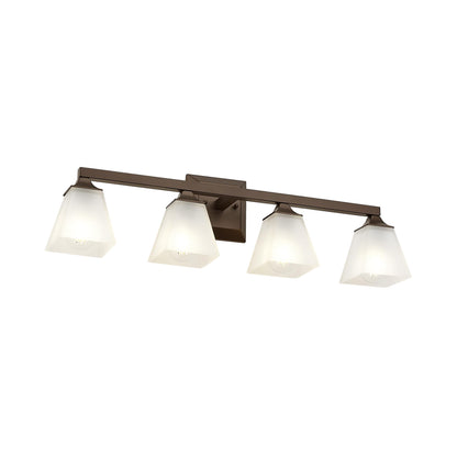 Bathroom Lighting Fixtures, HWH 4-Light Farmhouse Bathroom Vanity Light Over Mirror, Vanity Wall Sconce Oil-Rubbed Bronze Finish with Frosted White Square Glass, 5HY68BG1-4W ORB