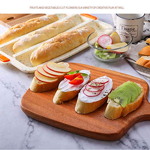 Joyeee Baguette Pans for Baking, French Bread Pans for Baking / 3 Loaf, Silicone Loaf Roll Pan Cake Baking Mold Tray, Non-Stick Baking Hot Dog Mold, Sandwich Mold Bake Tools for Oven, Grey, 34.5 CM