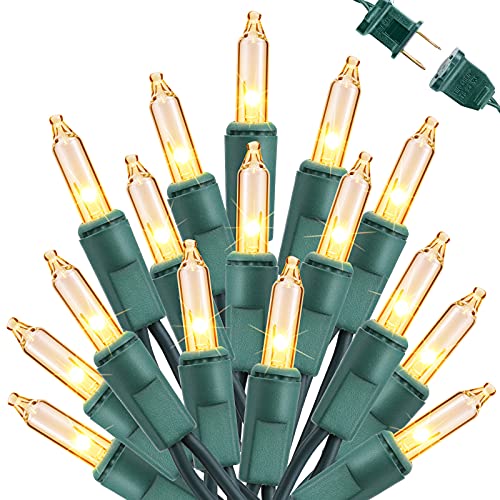 Toodour Warm White Christmas Lights 12.5ft 50 Count Indoor Outdoor String Lights - Connectable UL Certified Green Wire