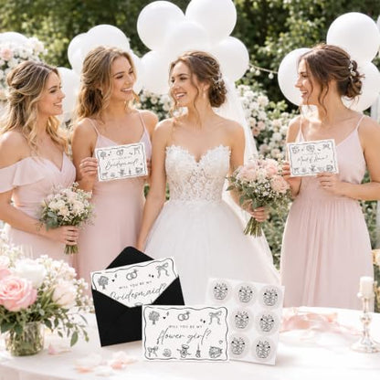 12pcs Bridesmaid Proposal Cards Set with Envelopes & Stickers