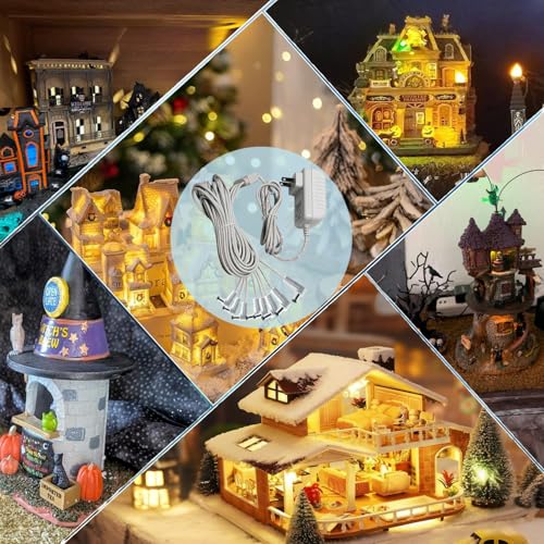 4.5V Power Adapter with 8 Output Ports for Lemax Lighted Christmas Village Accessories - Compatible with Various Series - Variations of THIS listing