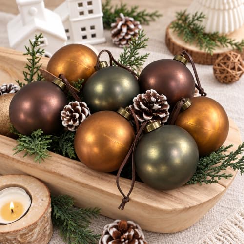 Retro Gold Christmas Ornaments Set - 24 Textured Holiday Tree Decorations