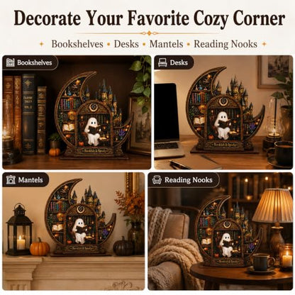 Halloween Bookish Ghost Decor - Castle Variation for Bookshelf & Library Scene