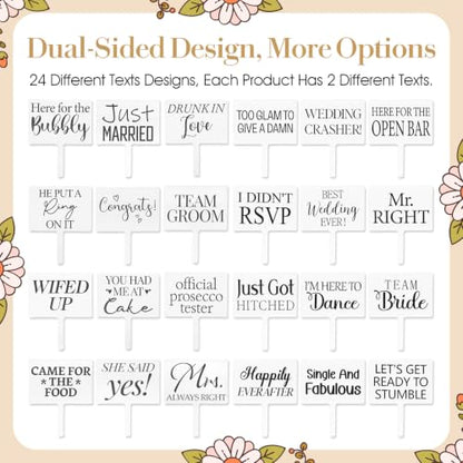 Wedding Photo Booth Props Set - 24 Double-Sided Party Decorations