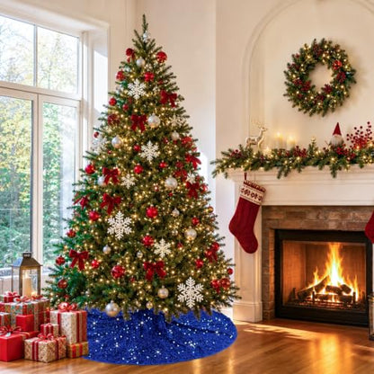 Royal Blue Christmas Tree Skirt 36 Inch Sequin Velvet Xmas Decor - Variation of THIS listing