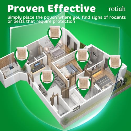 Natural Rodent Repellent Pouches - Peppermint Oil for Mice, Rats, Squirrels - 10 Pack