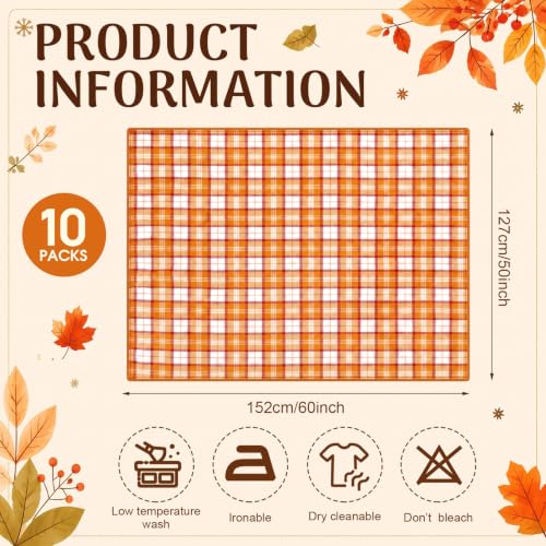 Fall Plaid Throw Blankets 10 Pack - Brown, White, Orange, Red 50x60 Inches