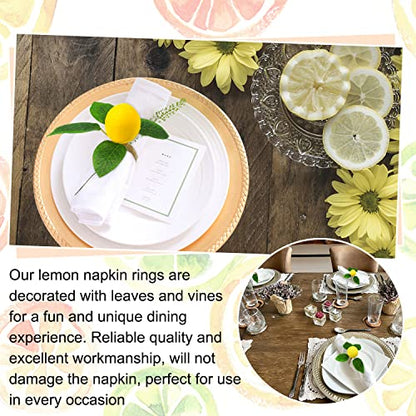 12-Pack Lemon Napkin Rings Set of 12 Faux Lemon Summer Farmhouse Table Decor
