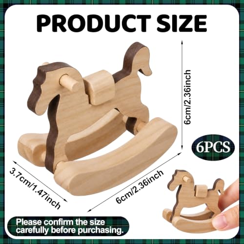 Mini Wooden Rocking Horse Set - Baby Shower Table Decor - 6 Pack - Wood