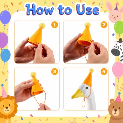 Mini Stuffed Animal Party Hats Set with Balloons & Bow Ties - 18 Pcs