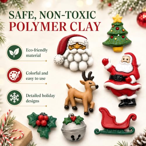 Christmas Buttons Set - 50 Assorted Holiday Crafting Buttons for Sewing & Scrapbooking