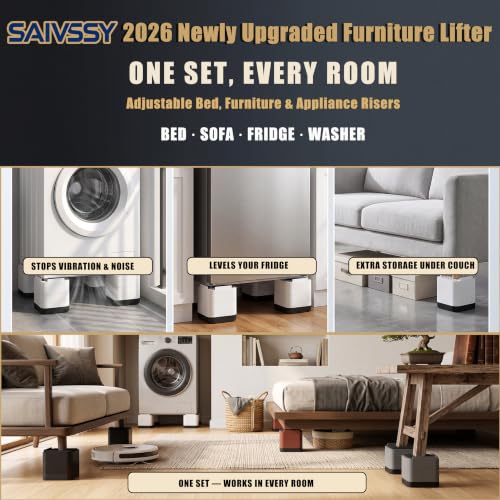 Heavy Duty Adjustable Bed Risers Stackable Sofa & Furniture Support 1.5-4.3 Inch