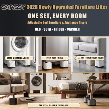 Heavy Duty Stackable Bed Risers with Adjustable Heights for Furniture