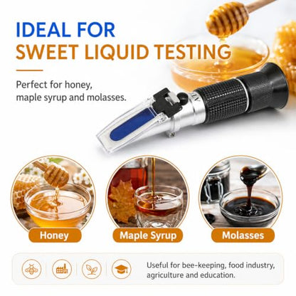Honey Refractometer 58-90% Brix Moisture & Baume Testing with ATC