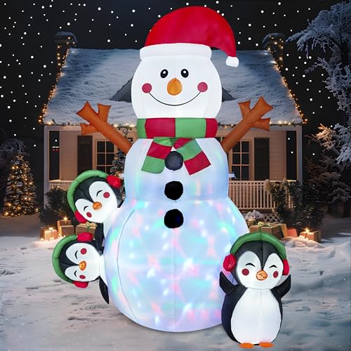 6 Ft Christmas Snowman Inflatable with Built-In LED Lights for Outdoor Decor