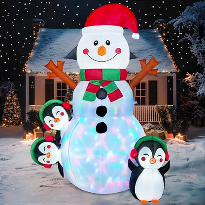 6 Ft Christmas Snowman Inflatable with Built-In LED Lights for Outdoor Decor