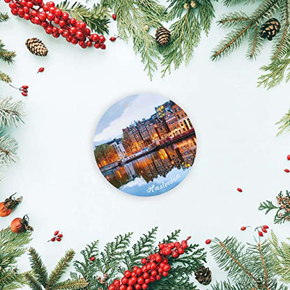 Amsterdam Christmas Ornament - Netherlands Holiday Keepsake, Double-Sided Ceramic Decor - Variation: Amsterdam