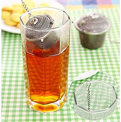 4 PCS Chained Lid Stainless Steel Tea Strainer Mesh Infuser Tea Ball Shape Spice Seasoning Bag Kitchen Tools